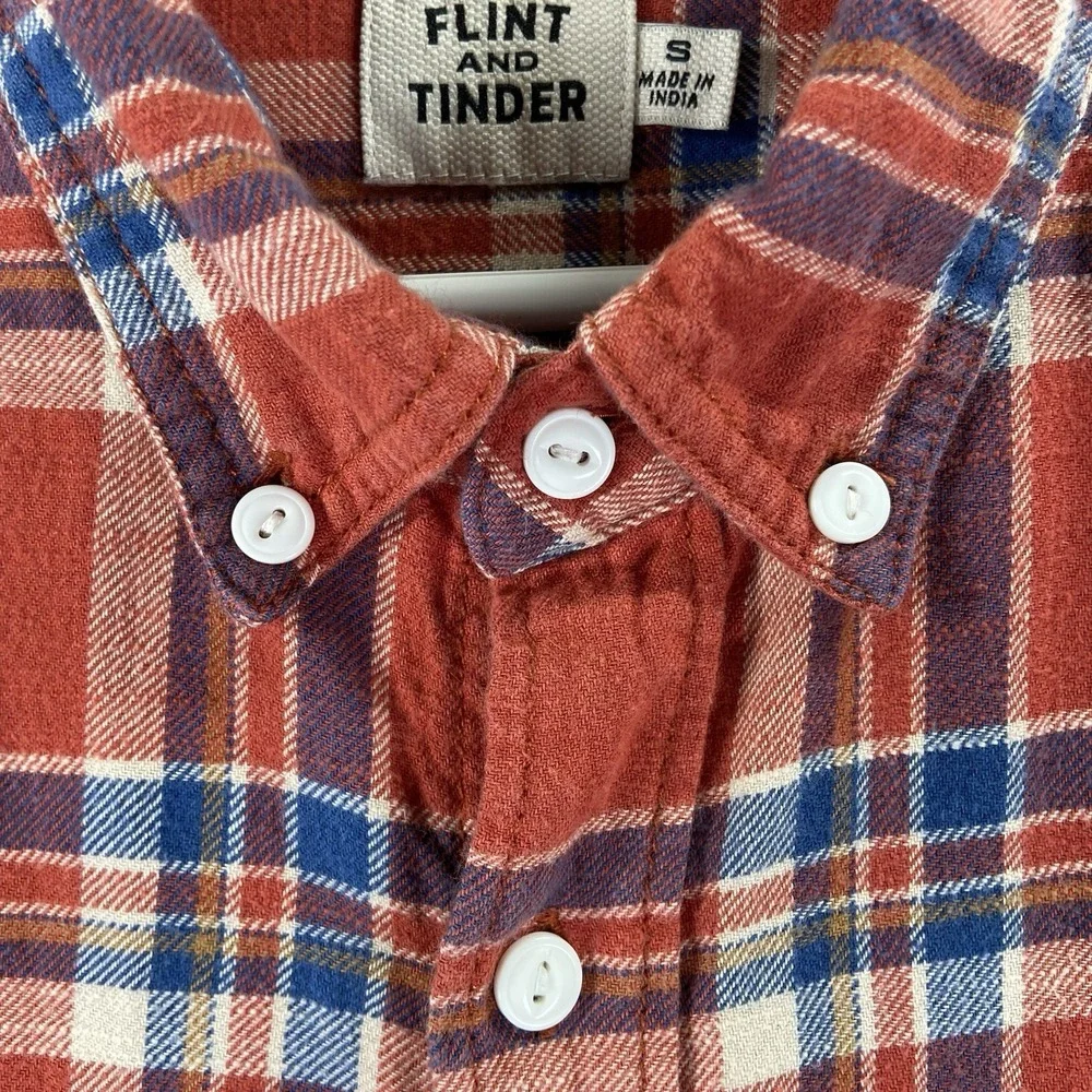 Flint and Tinder Shirt Mens Small Flannel Button Down Huckberry Plaid Cotton